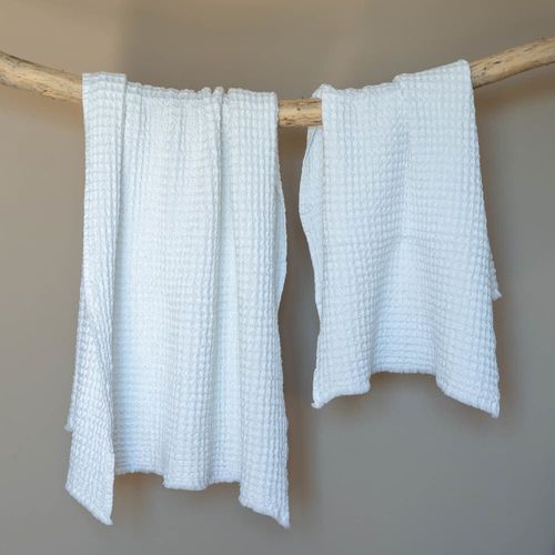 Serviette De Toilette Blanche En Coton Gaufré 80x150 Cm