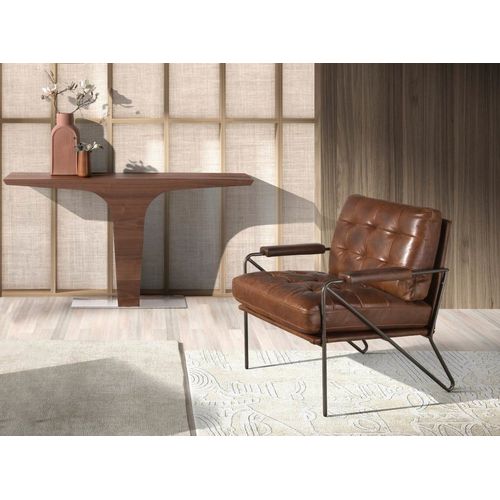 Console Effet Bois Noyer Et Acier