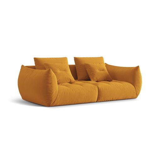 Canapé Modulaire 3 Places En Velours Jaune