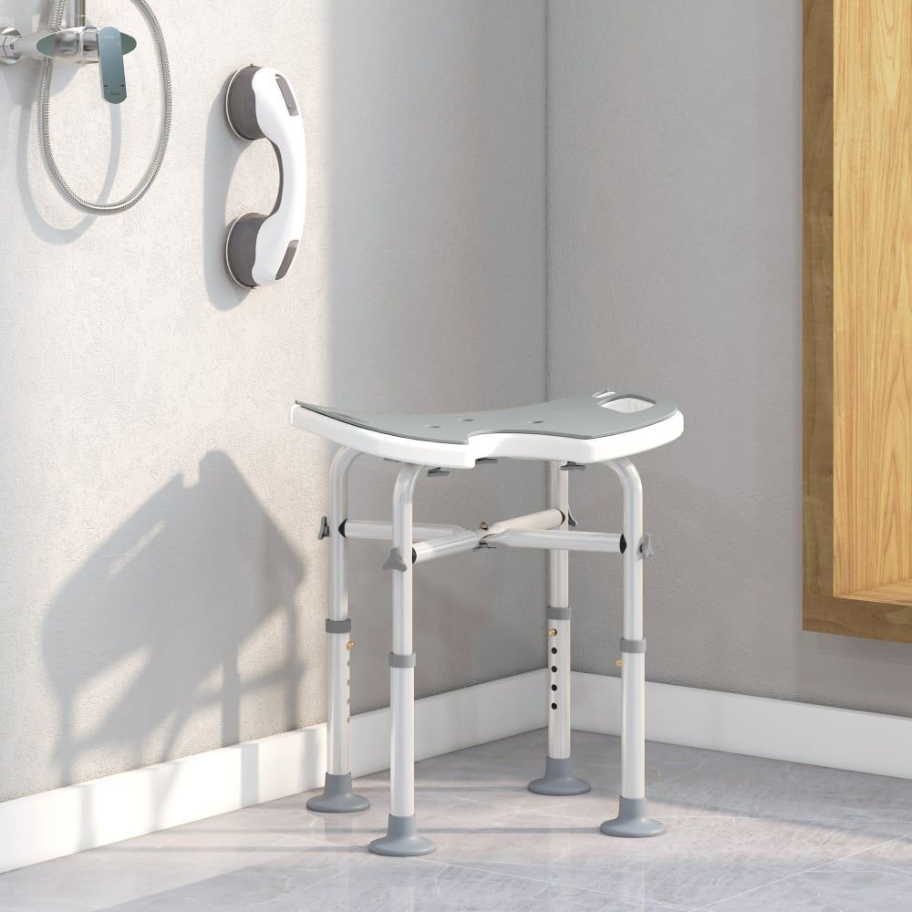 Tabouret de douche hauteur ajustable polypropyl�ne gris argent