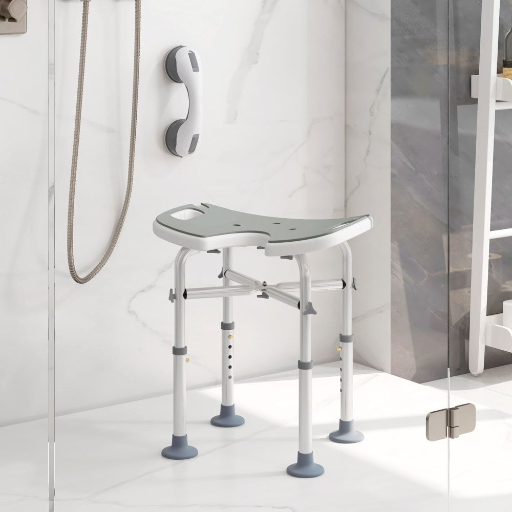 Tabouret de douche hauteur ajustable polypropyl�ne gris argent - 2