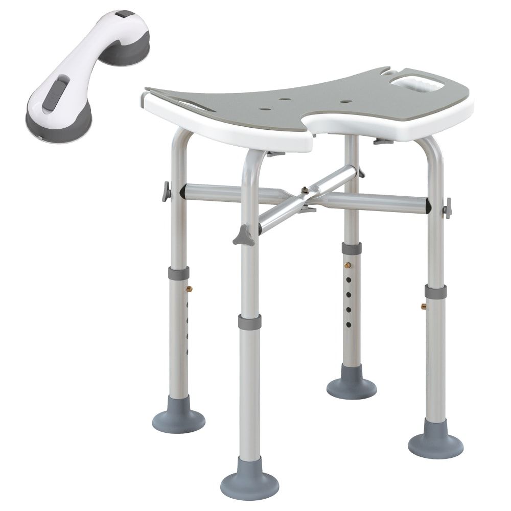 Tabouret de douche hauteur ajustable polypropyl�ne gris argent - 3