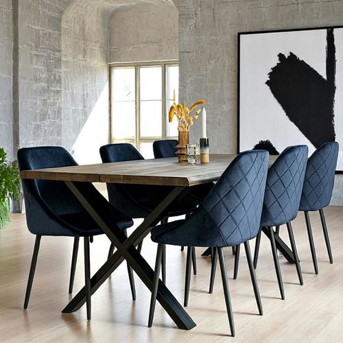 Table À Manger 200 Cm Chêne Fumé Bords Naturels Extensible