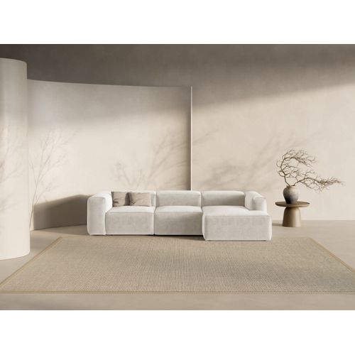 Canapé D'angle Droit 3 Places Tissu Structurel Beige