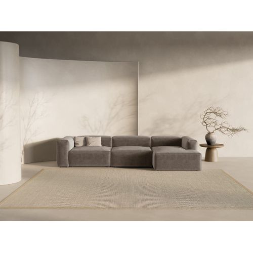 Canapé D'angle Droit 4 Places Tissu Structurel Cappuccino