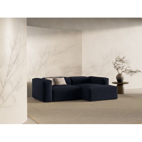 Canapé D'angle Droit 2 Places Tissu Structurel Bleu Marine