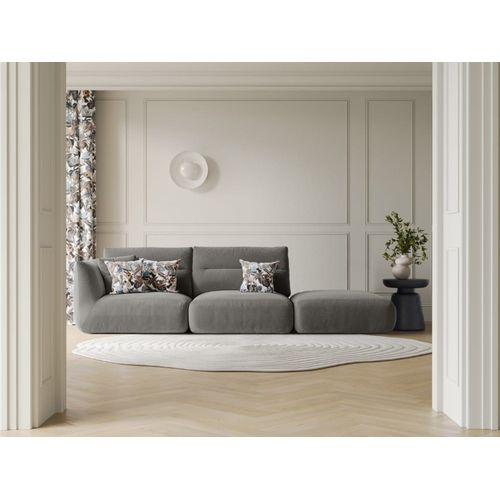 Canapé Modulable Droit 4 Places Tissu Structurel Gris Foncé