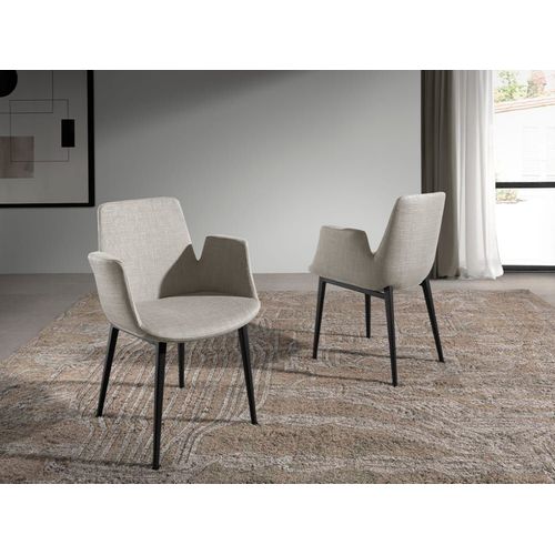 Chaise En Tissu Gris Et Acier Noir