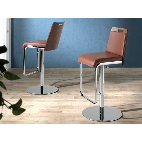 Tabouret Simili Cuir Et Acier Chromé