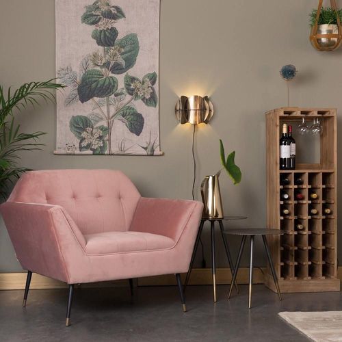 Fauteuil En Velours Rose Pâle