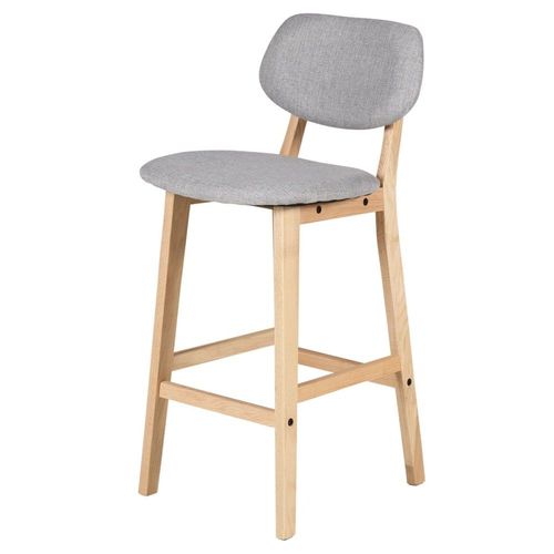 Chaise Plan De Travail Bandeau Tissu Gris Et Pieds Chêne Hana