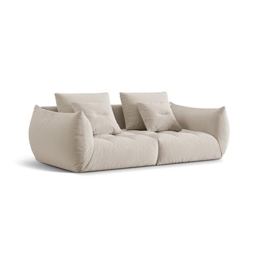 Canapé Modulaire 3 Places En Velours Écru