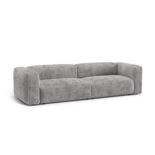 Canapé Modulaire 4 Places En Velours Côtelé Gris Clair