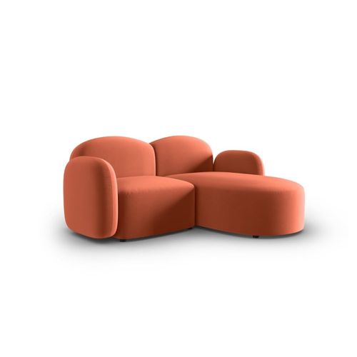 Canapé D'angle Droit 3 Places En Velours Corail