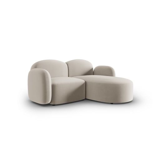 Canapé D'angle Droit 3 Places En Velours Beige