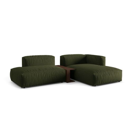 Canapé D'angle Droit Modulaire 2 Places En Tissu Structurel Vert