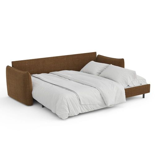Canapé Convertible 3 Places Tissu Tramé Noisette 213cm