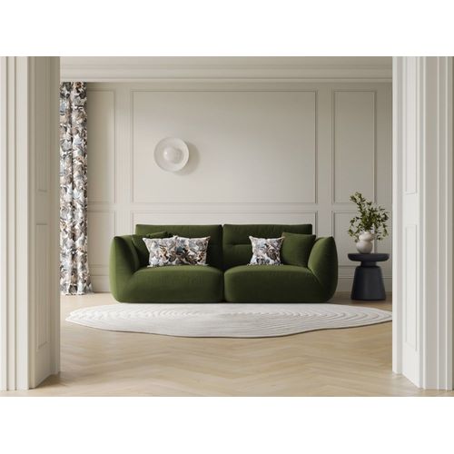 Canapé Modulable 3 Places En Velours Vert Armée