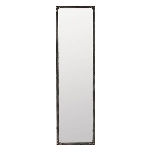 Grand miroir rectangulaire industriel en métal effet vieilli 46x165