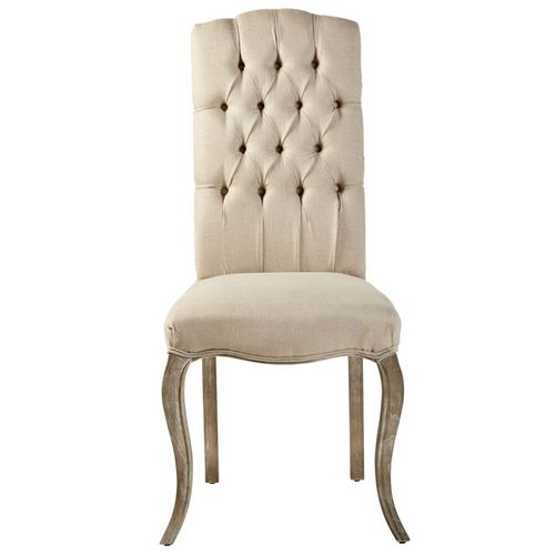 Chaise Capitonnée En Lin Et Frêne