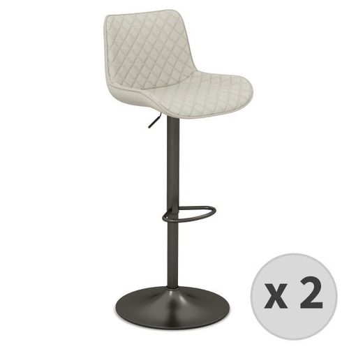 Dino-Tabouret De Bar En Tissu Coloris Lin Et Métal Noir Mat(X2)