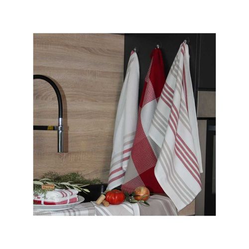 Torchon Cuisine 50x70cm En Tissu Rouge