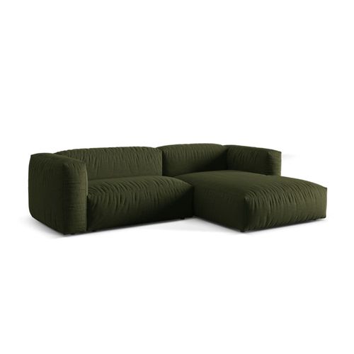 Canapé D'angle Droit Modulaire 2 Places En Tissu Structurel Vert