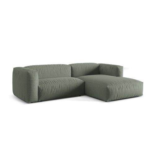 Canapé D'angle Droit Modulaire 2 Places Tissu Structurel Vert Mousse