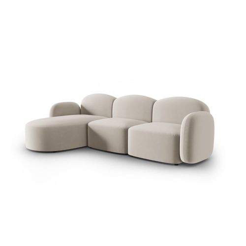 Canapé D'angle Gauche 4 Places En Velours Beige