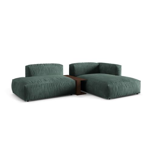 Canapé D'angle Droit Modulaire 2 Places En Velours Pétrole