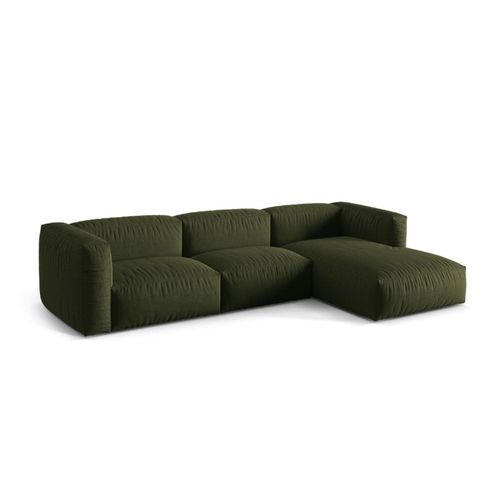 Canapé D'angle Droit Modulaire 3 Places En Tissu Structurel Vert