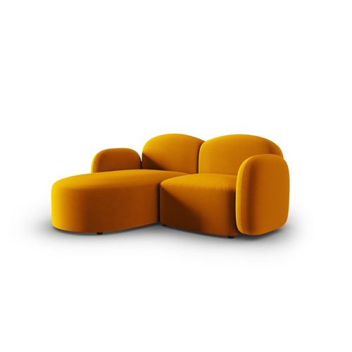 Canapé D'angle Gauche 3 Places En Velours Jaune