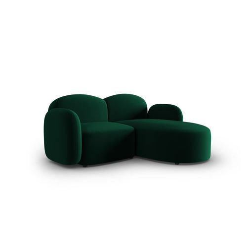Canapé D'angle Droit 3 Places En Velours Vert Bouteille