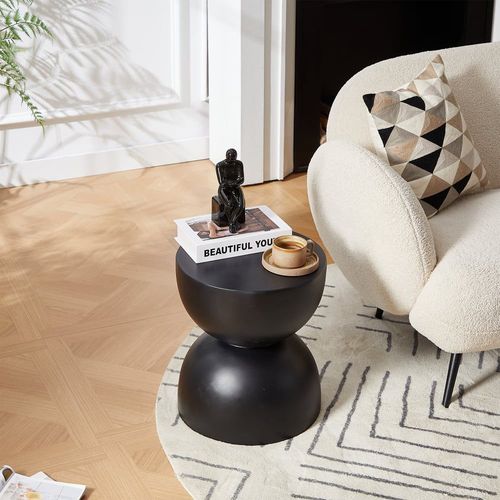 Table D'appoint Bout De Canapé Intérieur Extérieur En Magnesite Noir