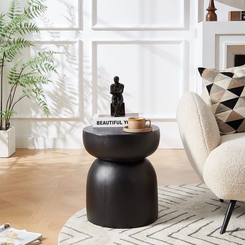 Table D'appoint Bout De Canapé Intérieur Extérieur En Magnesite Noir