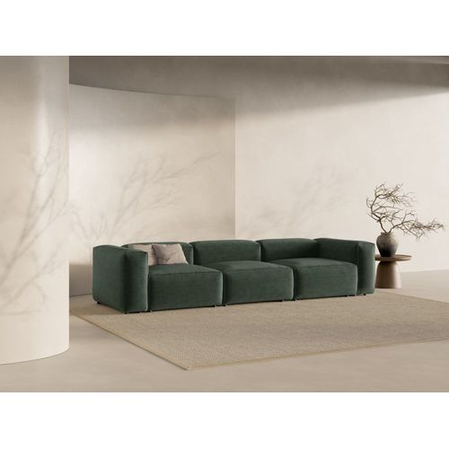 Canapé Modulaire 4 Places En Tissu Structurel Vert Mousse