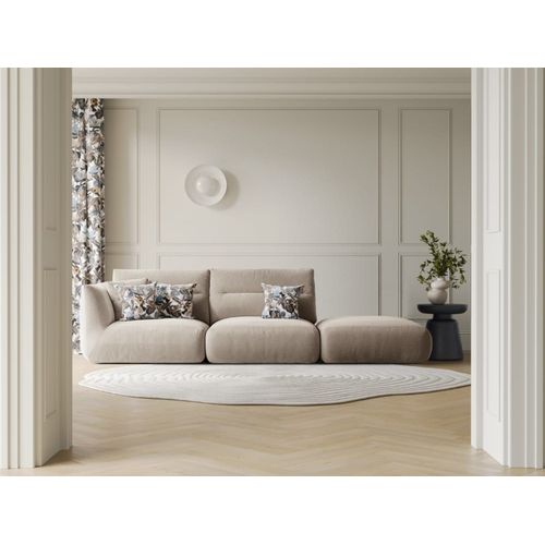 Canapé Modulable Droit 4 Places Tissu Structurel Beige Clair