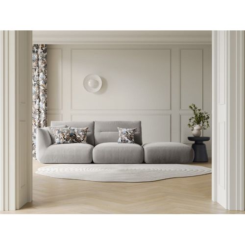 Canapé Modulable Droit 4 Places Tissu Structurel Gris Clair