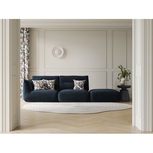 Canapé Modulable Droit 4 Places En Velours Bleu Roi