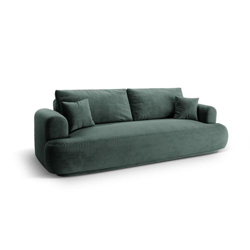 Canapé Convertible Avec Coffre De Rangement 3 Places Velours Pétrole