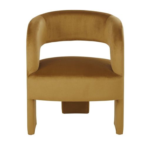 Fauteuil Tripode En Velours Ocre
