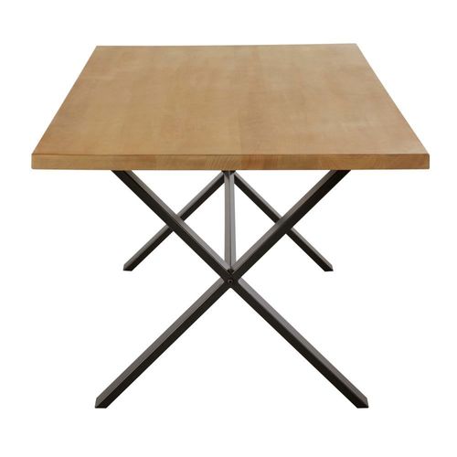 Table À Manger En Bois De Manguier Et Métal Noir 8/10 Personnes L200