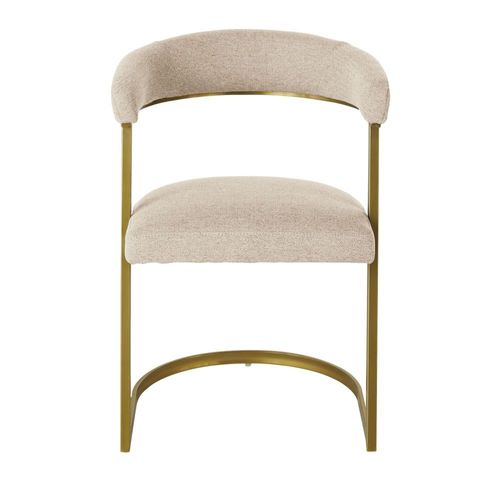 Fauteuil De Table Écru Chiné Et Acier Coloris Laiton