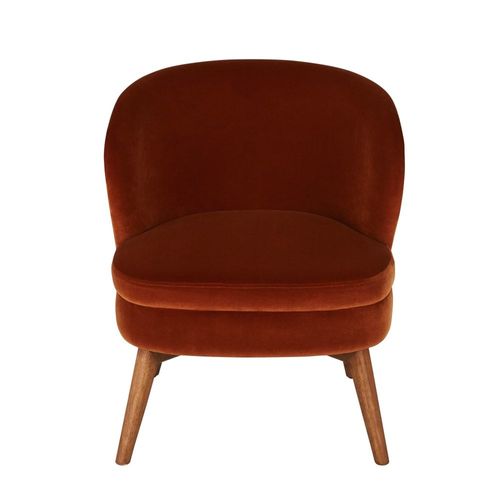 Fauteuil En Velours Brun