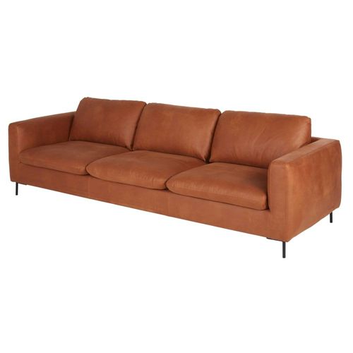 Canapé 3 Places En Textile Enduit Camel