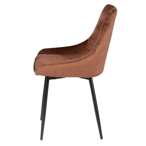 Chaise En Velours Marron Pieds Métal Bari