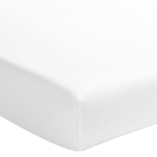 Drap Housse Uni En Satin De Coton Blanc 140x190