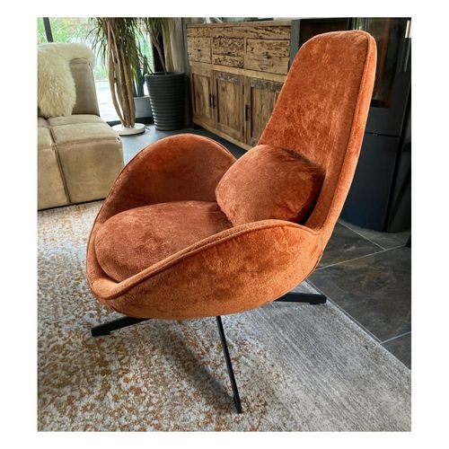 Fauteuil Rotatif En Velours Doux Orange