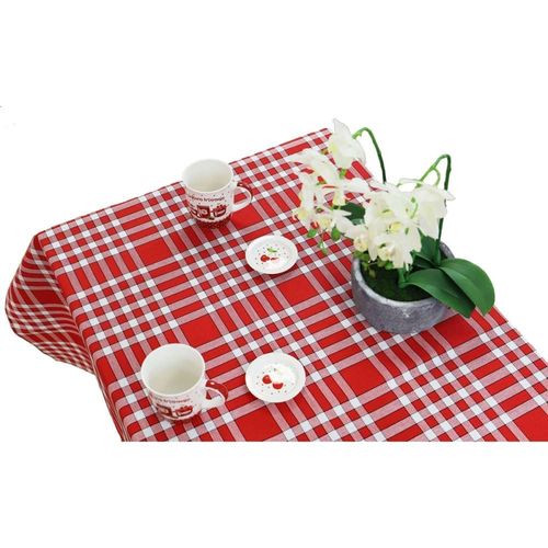 Nappe Tissu Carreaux Vichy En Coton Rouge 150x300 Cm