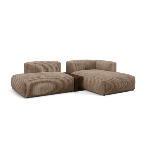 Canapé D'angle Droit Modulaire 2 Places En Velours Côtelé Gland